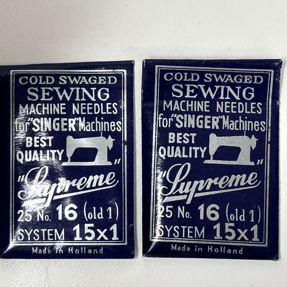 Supreme Singer Sewing Machine Needle #16 Old 1 System 15x1 2-Pk 25 Pcs Each